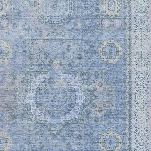 HomeRoots 10' Blue and Gray Oriental Washable Area Rug - Stain Resistant, UV Protected, Perfect for Family Rooms! 699764