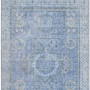 HomeRoots 10' Blue and Gray Oriental Washable Area Rug - Stain Resistant, UV Protected, Perfect for Family Rooms! 699764