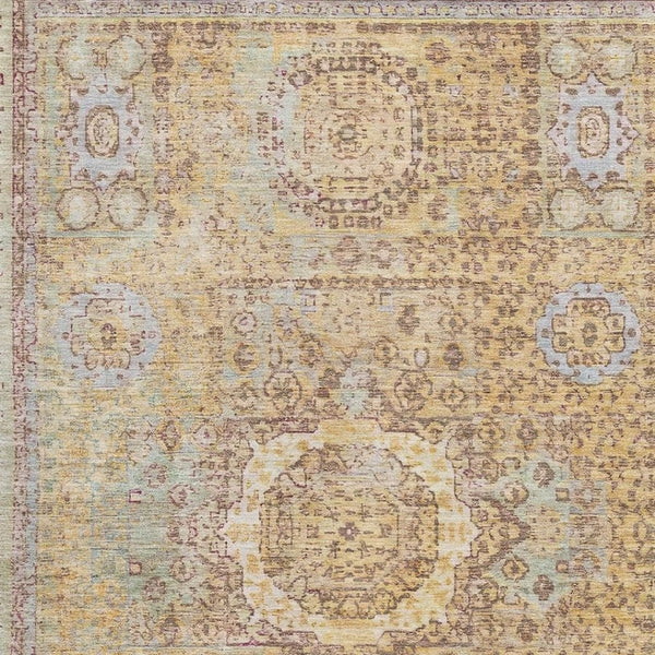 HomeRoots 8' X 10' Elegant Gold and Beige Oriental Washable Area Rug with UV Protection for Easy Care 699768