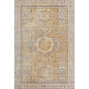 HomeRoots 10' X 14' Gold & Beige Oriental Area Rug - Washable, UV Protected, Stain Resistant & Non-Slip Backing 699770