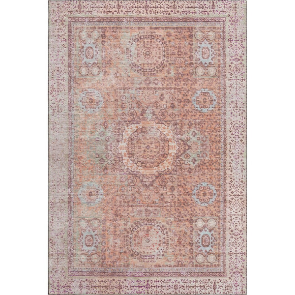 HomeRoots 5' X 8' Orange And Gray Oriental Area Rug - Washable, UV Protected, Durable, Stylish Home Accent 699772
