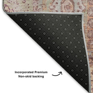 HomeRoots 5' X 8' Orange And Gray Oriental Area Rug - Washable, UV Protected, Durable, Stylish Home Accent 699772