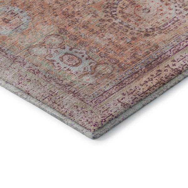 HomeRoots 5' X 8' Orange And Gray Oriental Area Rug - Washable, UV Protected, Durable, Stylish Home Accent 699772