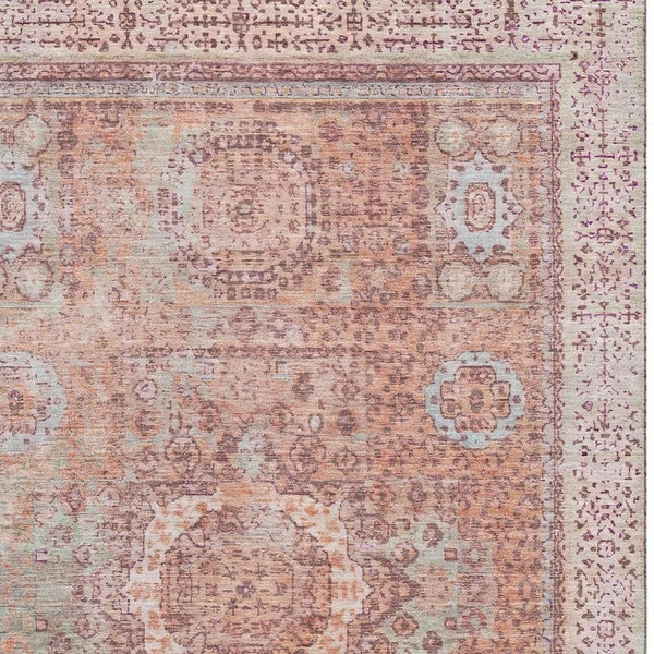 HomeRoots 5' X 8' Orange And Gray Oriental Area Rug - Washable, UV Protected, Durable, Stylish Home Accent 699772