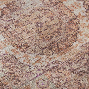 HomeRoots 8' X 10' Vibrant Orange and Gray Oriental Washable Area Rug with UV Protection for Family Homes 699774