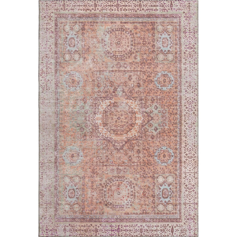 HomeRoots 9' X 12' Vibrant Orange and Gray Oriental Washable Area Rug with UV Protection for Everyday Use 699775