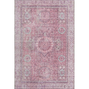 HomeRoots 5' X 8' Pink and Gray Oriental Area Rug – Washable, UV Protected, Stylish and Durable for Homes 699778