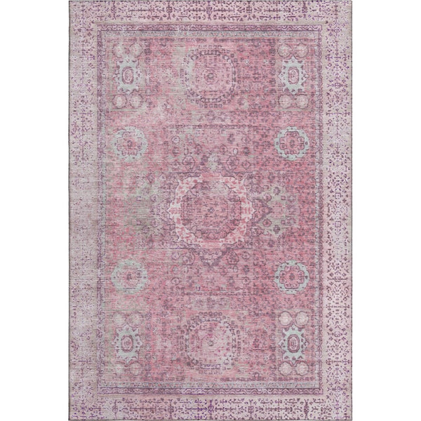 HomeRoots 5' X 8' Pink and Gray Oriental Area Rug – Washable, UV Protected, Stylish and Durable for Homes 699778