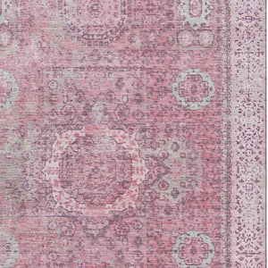 HomeRoots 5' X 8' Pink and Gray Oriental Area Rug – Washable, UV Protected, Stylish and Durable for Homes 699778
