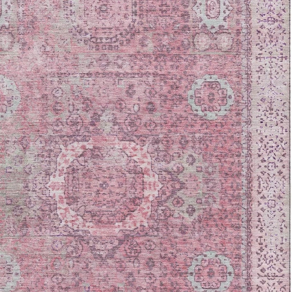 HomeRoots 5' X 8' Pink and Gray Oriental Area Rug – Washable, UV Protected, Stylish and Durable for Homes 699778