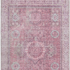 HomeRoots 5' X 8' Pink and Gray Oriental Area Rug – Washable, UV Protected, Stylish and Durable for Homes 699778