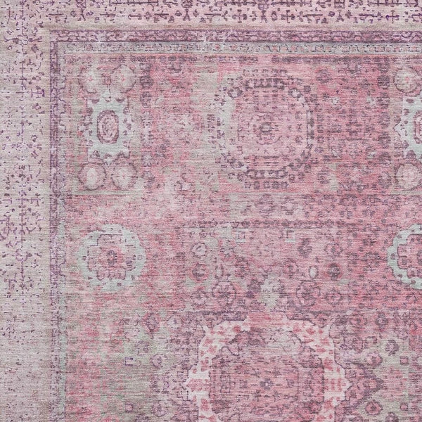 HomeRoots 8' X 10' Pink And Gray Oriental Area Rug - Durable, Stain-Resistant, UV Protected for Family Homes 699780