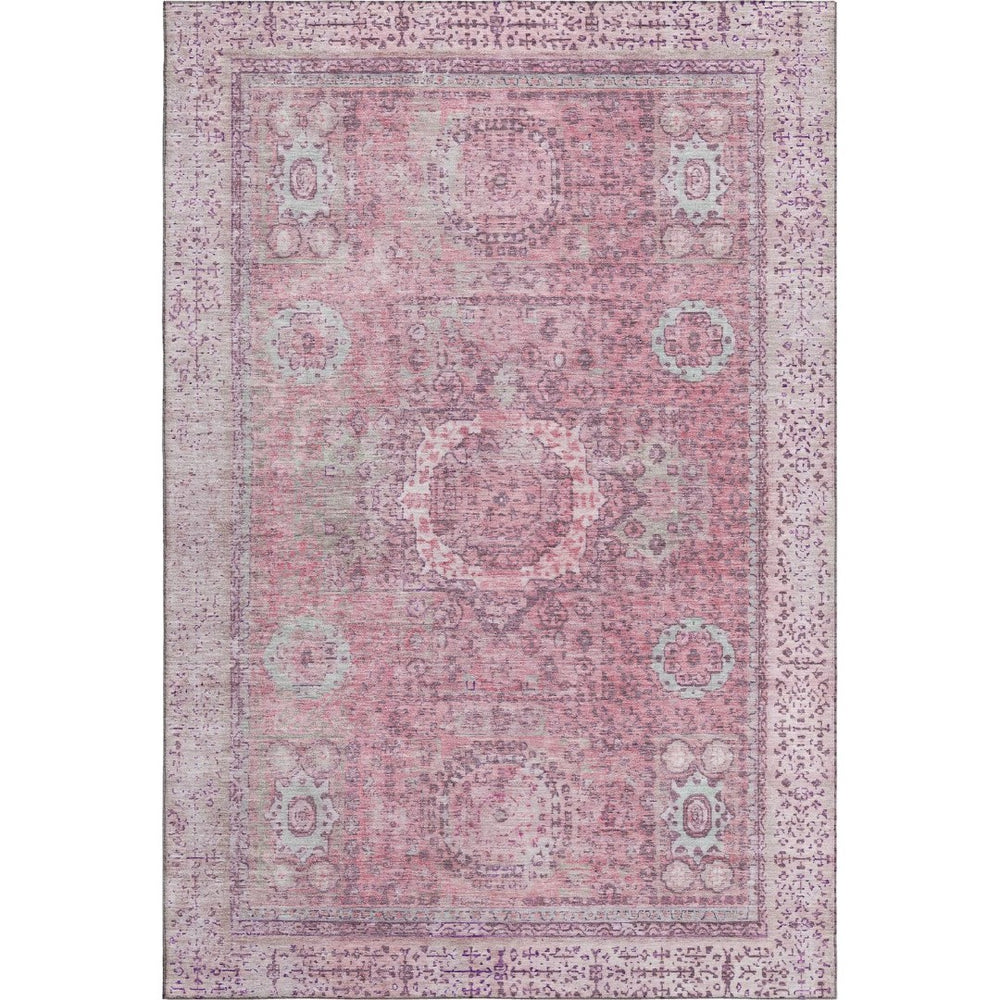 HomeRoots 9' X 12' Pink and Gray Oriental Area Rug - Stylish, Washable, Stain-Resistant with UV Protection! 699781