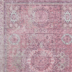 HomeRoots 9' X 12' Pink and Gray Oriental Area Rug - Stylish, Washable, Stain-Resistant with UV Protection! 699781