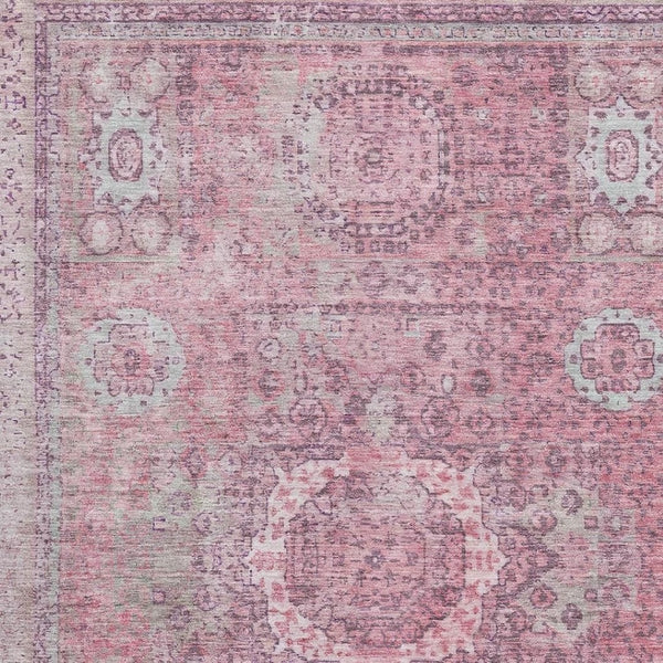 HomeRoots 9' X 12' Pink and Gray Oriental Area Rug - Stylish, Washable, Stain-Resistant with UV Protection! 699781