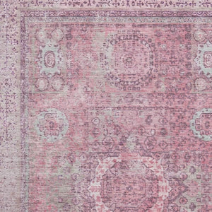 HomeRoots 10' X 14' Pink And Gray Oriental Washable Area Rug - Stain Resistant, UV Protected, Stylish & Durable 699782