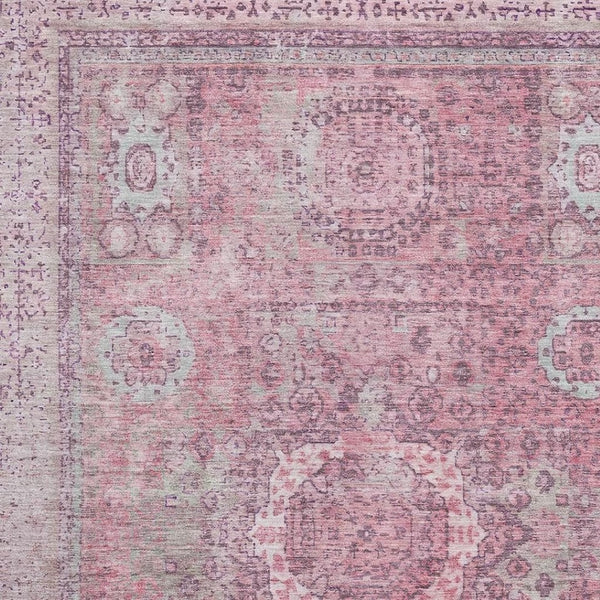HomeRoots 10' X 14' Pink And Gray Oriental Washable Area Rug - Stain Resistant, UV Protected, Stylish & Durable 699782