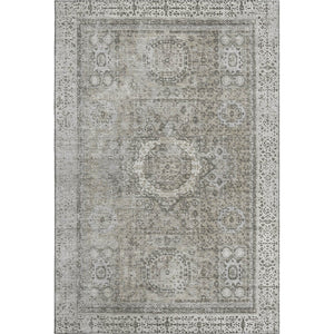 HomeRoots 5' X 8' Elegant Pewter and Silver Oriental Area Rug – Washable, Stain-Resistant, UV Protected! 699784