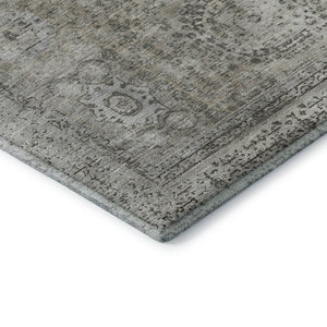 HomeRoots 5' X 8' Elegant Pewter and Silver Oriental Area Rug – Washable, Stain-Resistant, UV Protected! 699784