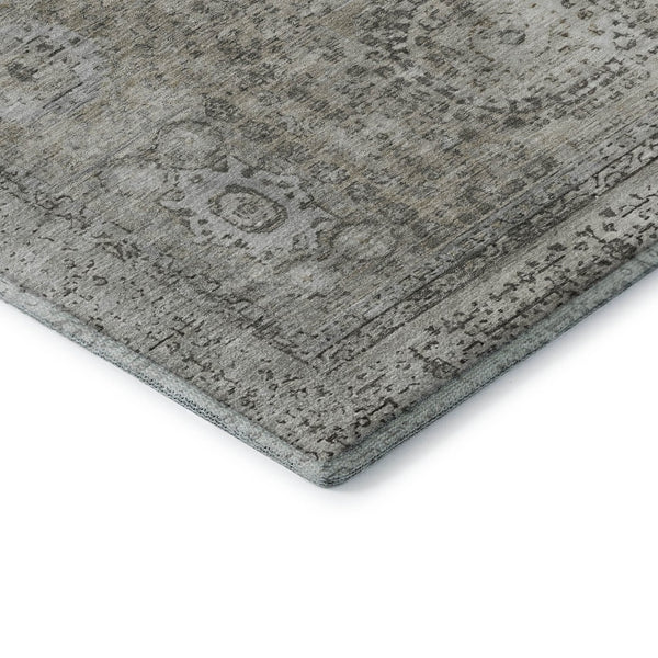 HomeRoots 5' X 8' Elegant Pewter and Silver Oriental Area Rug – Washable, Stain-Resistant, UV Protected! 699784