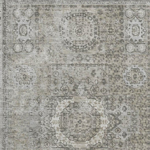 HomeRoots 5' X 8' Elegant Pewter and Silver Oriental Area Rug – Washable, Stain-Resistant, UV Protected! 699784