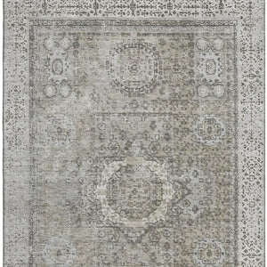 HomeRoots 5' X 8' Elegant Pewter and Silver Oriental Area Rug – Washable, Stain-Resistant, UV Protected! 699784