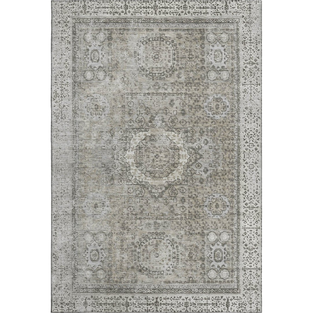 HomeRoots 10' X 14' Pewter and Silver Oriental Area Rug – Washable, Stain-Resistant, UV Protected Elegance 699788