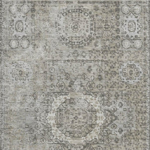 HomeRoots 10' X 14' Pewter and Silver Oriental Area Rug – Washable, Stain-Resistant, UV Protected Elegance 699788