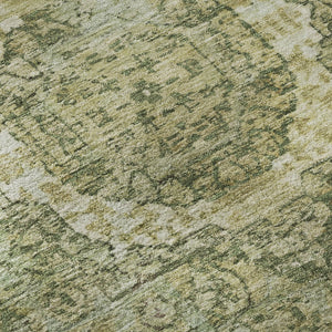 HomeRoots 8' Sage and Gray Oriental Round Rug – Washable, UV-Protected, Perfect for Homes with Kids & Pets! 699791