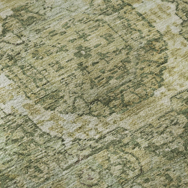 HomeRoots 8' Sage and Gray Oriental Round Rug – Washable, UV-Protected, Perfect for Homes with Kids & Pets! 699791