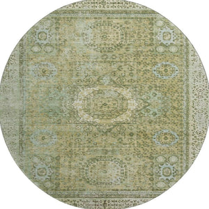 HomeRoots 8' Sage and Gray Oriental Round Rug – Washable, UV-Protected, Perfect for Homes with Kids & Pets! 699791