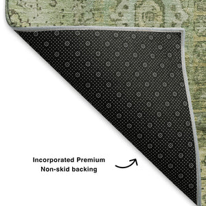 HomeRoots 8' X 10' Sage and Gray Oriental Area Rug - Durable, Washable, UV Protected for Elegant Living Spaces 699792
