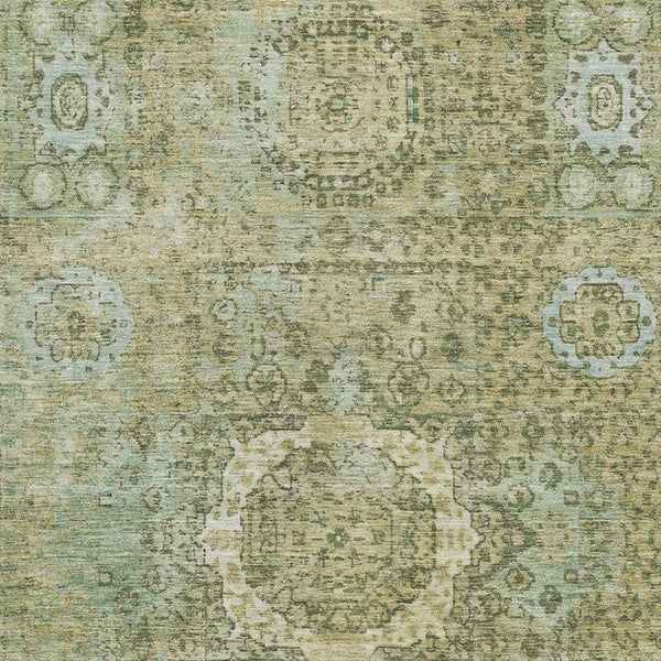 HomeRoots 8' X 10' Sage and Gray Oriental Area Rug - Durable, Washable, UV Protected for Elegant Living Spaces 699792