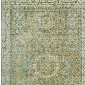 HomeRoots 9' X 12' Elegant Sage and Gray Oriental Area Rug - Washable, UV Protected, Stain-Resistant Design 699793