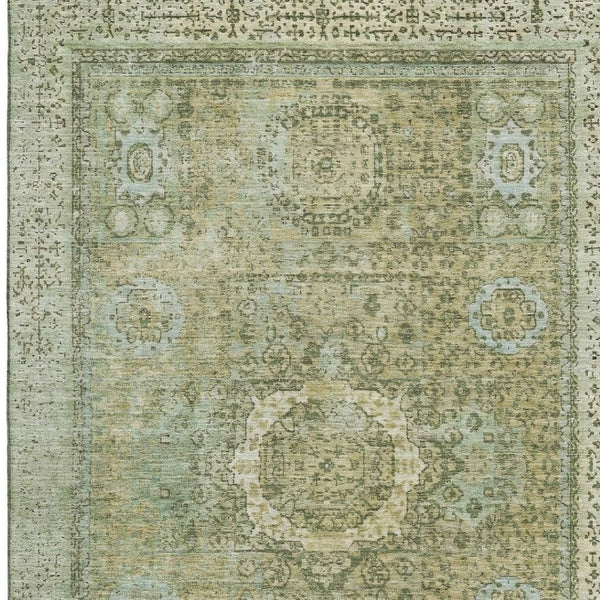 HomeRoots 10' X 14' Sage and Gray Oriental Area Rug – Washable, Stain Resistant, UV Protection for Busy Homes 699794