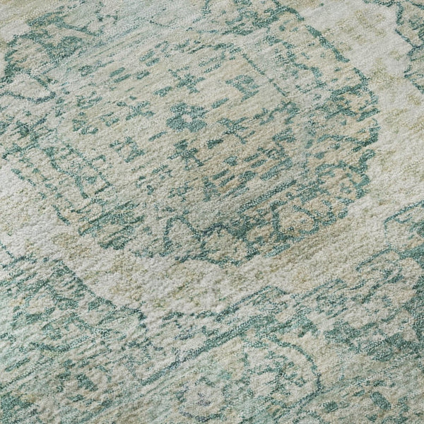 HomeRoots 5' X 8' Turquoise & Beige Oriental Area Rug – Durable, Washable, UV-Protected for Stylish Living Spaces 699796