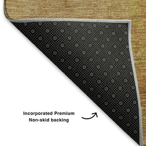 HomeRoots 5' X 8' Copper And Beige Abstract Area Rug - Washable, UV Protected, Durable, Perfect for Families! 699802