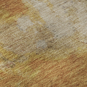HomeRoots 5' X 8' Copper And Beige Abstract Area Rug - Washable, UV Protected, Durable, Perfect for Families! 699802