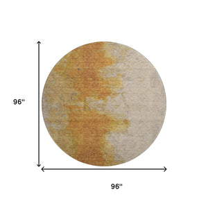 HomeRoots 8' Copper and Beige Abstract Round Area Rug - Durable, Washable, UV-Protected for Busy Homes 699803