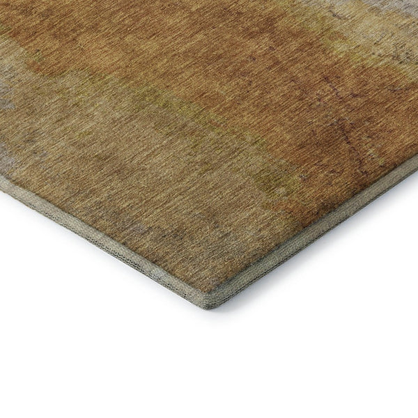 HomeRoots 8' X 10' Copper and Beige Abstract Washable Area Rug - Durable, Stylish, UV-Protected for Modern Homes! 699804