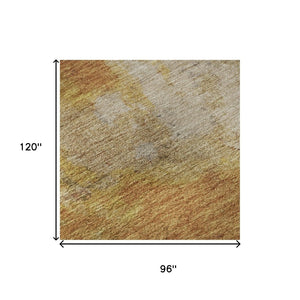 HomeRoots 8' X 10' Copper and Beige Abstract Washable Area Rug - Durable, Stylish, UV-Protected for Modern Homes! 699804