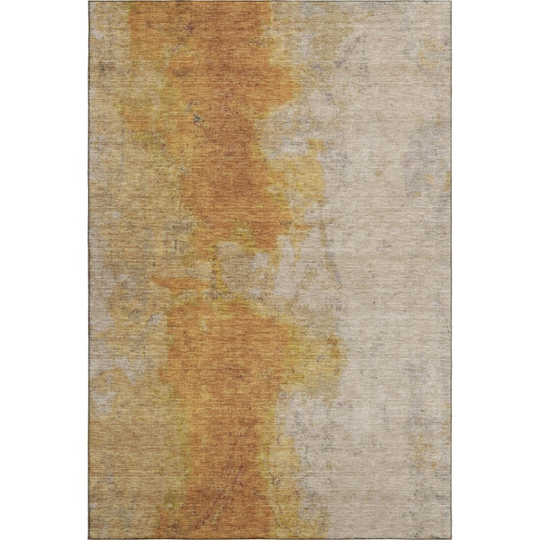 HomeRoots 9' X 12' Copper And Beige Abstract Area Rug – Stylish, Washable, UV-Protected for Busy Homes! 699805