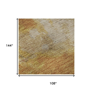 HomeRoots 9' X 12' Copper And Beige Abstract Area Rug – Stylish, Washable, UV-Protected for Busy Homes! 699805