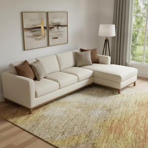 HomeRoots 9' X 12' Copper And Beige Abstract Area Rug – Stylish, Washable, UV-Protected for Busy Homes! 699805