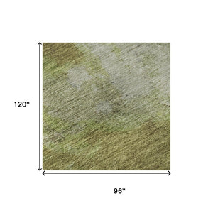 HomeRoots 8' X 10' Washable Olive Green & Beige Abstract Area Rug - Durable, Stain-Resistant, UV Protected Design 699810
