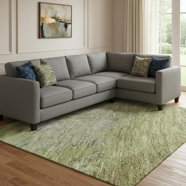 HomeRoots 8' X 10' Washable Olive Green & Beige Abstract Area Rug - Durable, Stain-Resistant, UV Protected Design 699810