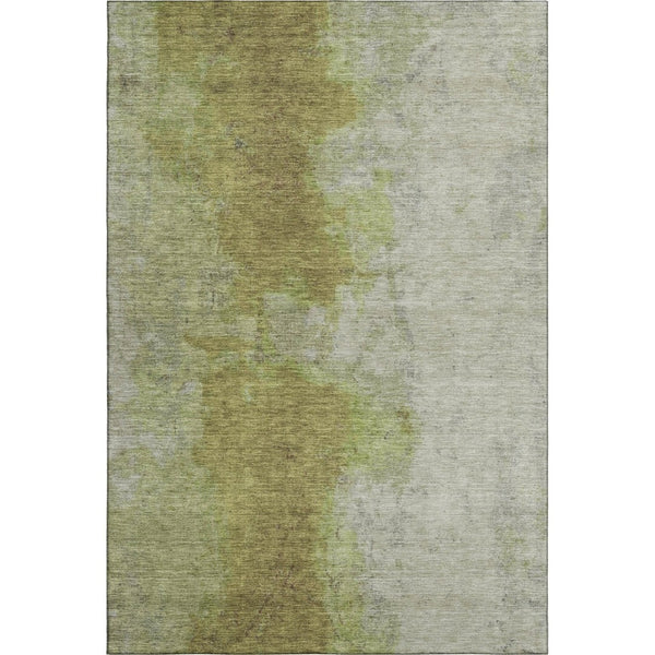 HomeRoots 9' X 12' Olive Green and Beige Abstract Area Rug - Durable, Stain Resistant, UV Protected for Homes 699811