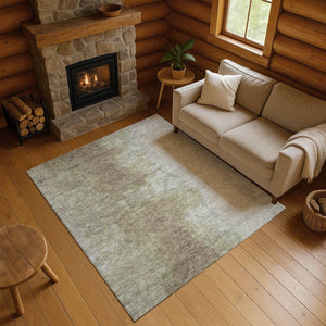 HomeRoots 5' X 8' Stylish Taupe and Beige Abstract Area Rug - Durable, Washable, UV-Protected for Homes 699814