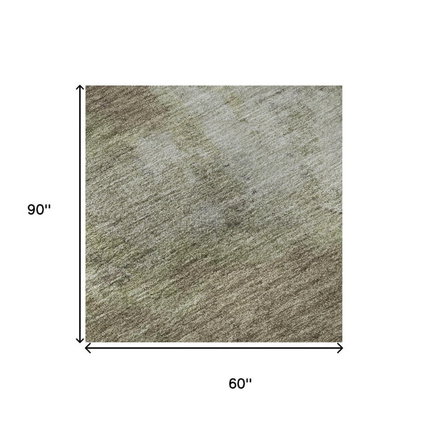 HomeRoots 5' X 8' Stylish Taupe and Beige Abstract Area Rug - Durable, Washable, UV-Protected for Homes 699814