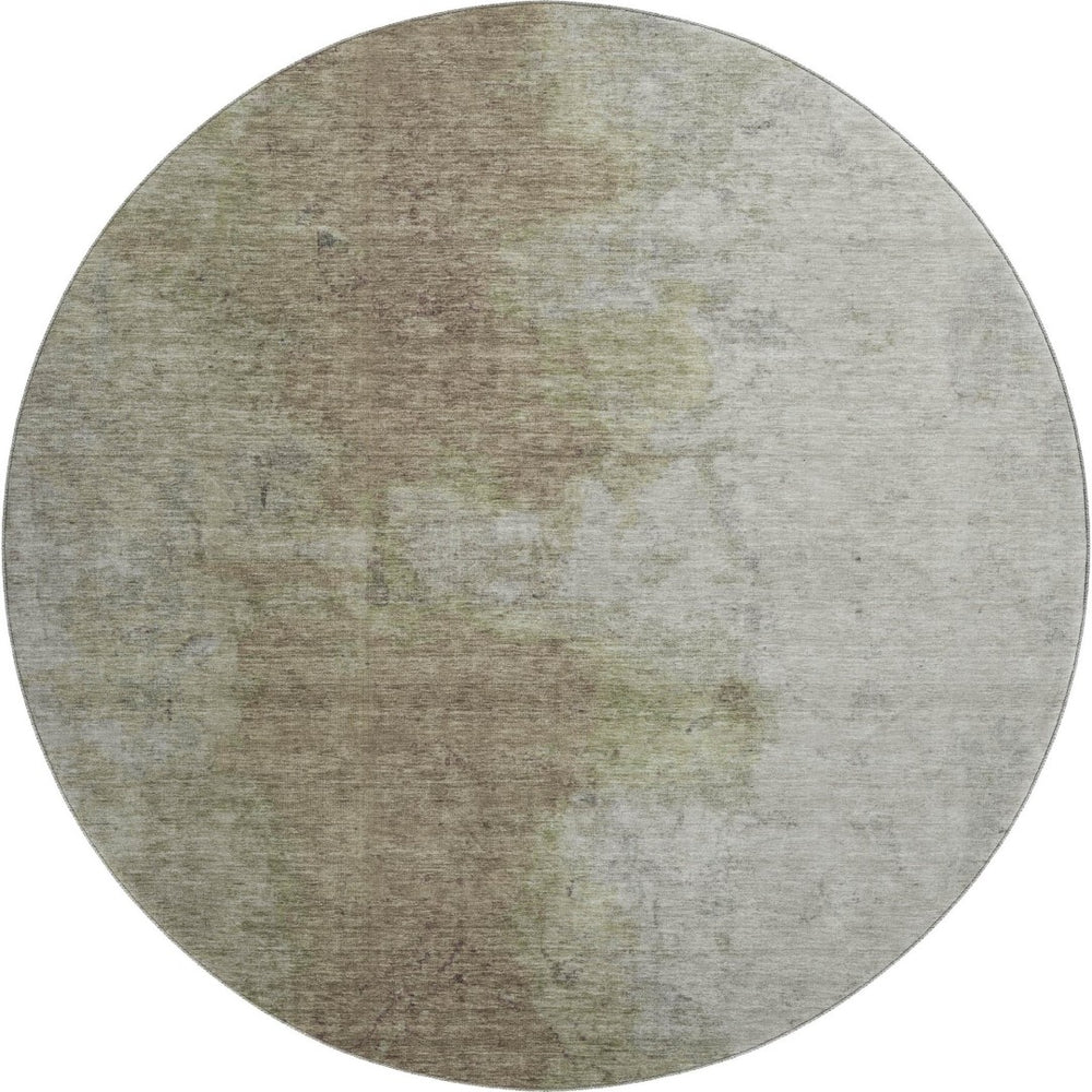 HomeRoots 8' Soft Taupe and Beige Abstract Washable Round Rug with UV Protection for Stylish Homes & Kids 699815